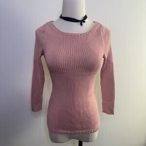 Vintage 2000s BCBG Pink Ribbed Knit Tunic Sweater • Alt Girl Grunge Fairy Y2K M